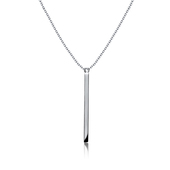 Rhodium Plated Classic Stick Silver Necklace SPE-5061-RP